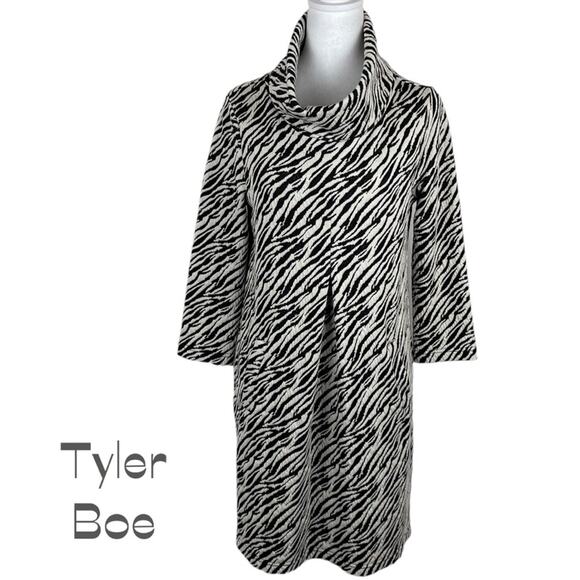 Tyler Boe Knit Mock Turtleneck Zebra Dress Size S - Picture 2 of 11